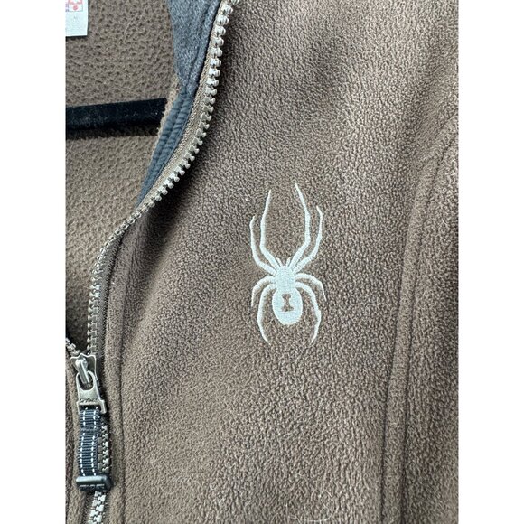Spyder Womens Brown Fleece Jacket With Embroidered Logo Full Zip Closure Size S - Picture 3 of 7
